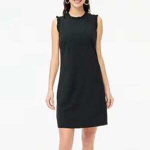 J. Crew Factory Black Sleeveless Ruffle-Trim Mini Dress